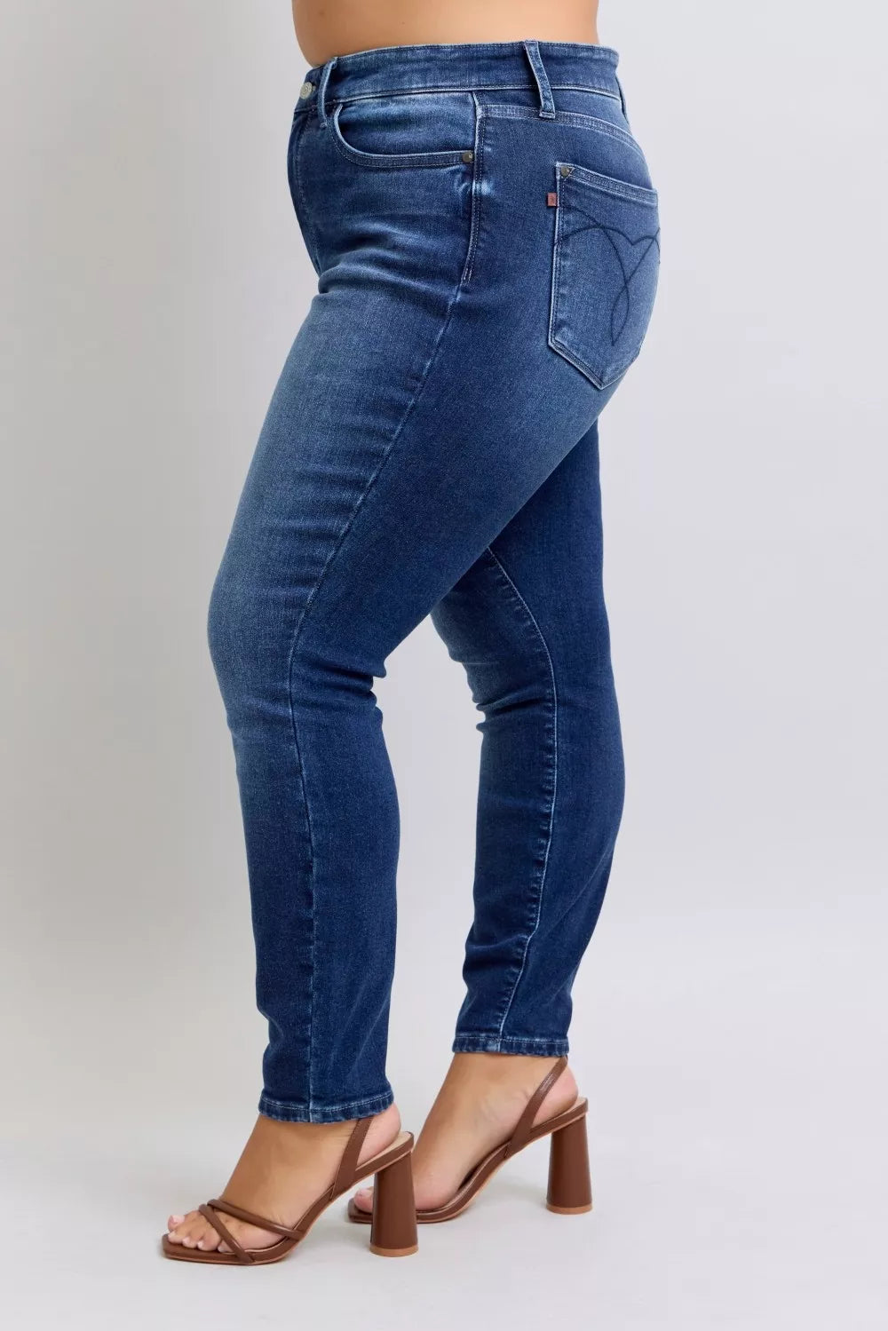 Judy Blue Plus Size Washed Thermal Skinny Jeans Warmth Stretch Flattering Fit For Curvy Women