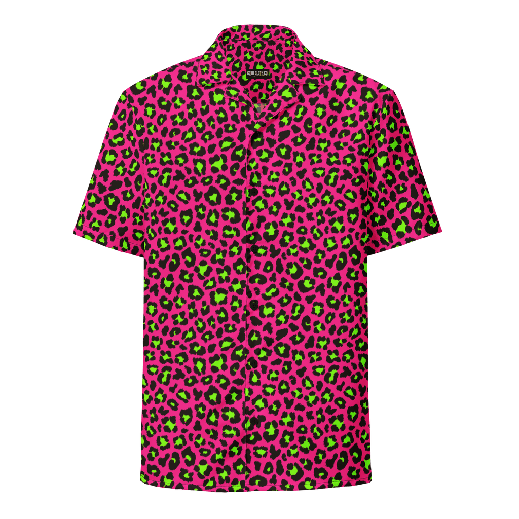 Electric Leopard Print Button-Up Shirt