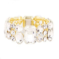Emerald Cut Crystal Accented Stretch Evening Bracelet