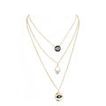 Enamel Rhinestone Evil Eye Hamsa Charm Triple Layer Necklace