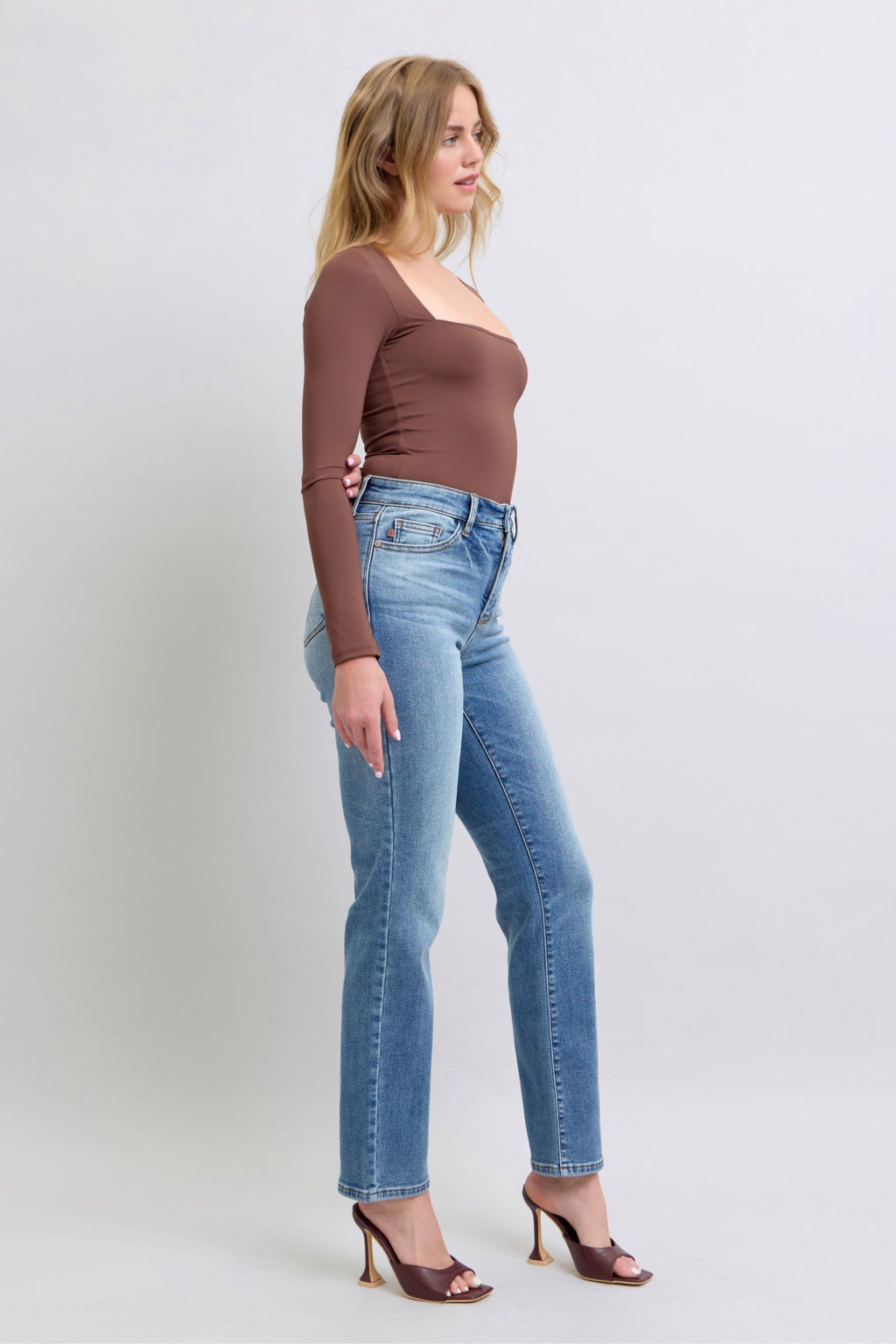 Judy Blue Thermal Straight Jeans With Pockets For Women Full Size Comfort And Warmth