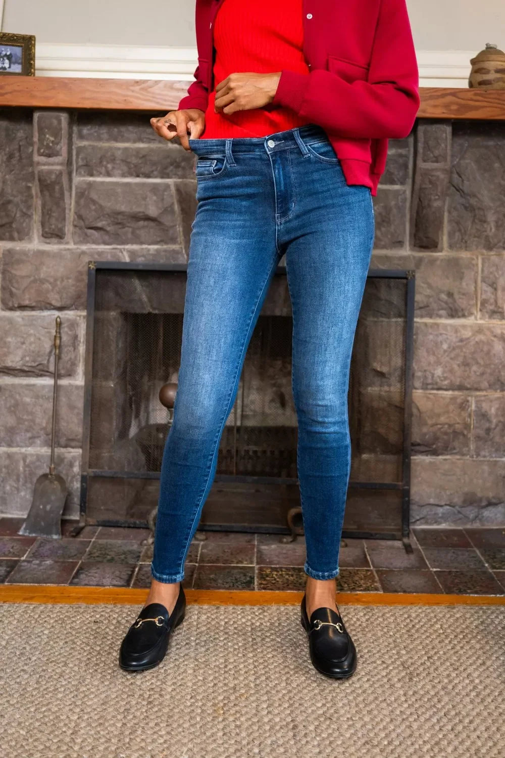 Judy Blue Plus Size Washed Thermal Skinny Jeans Warmth Stretch Flattering Fit For Curvy Women