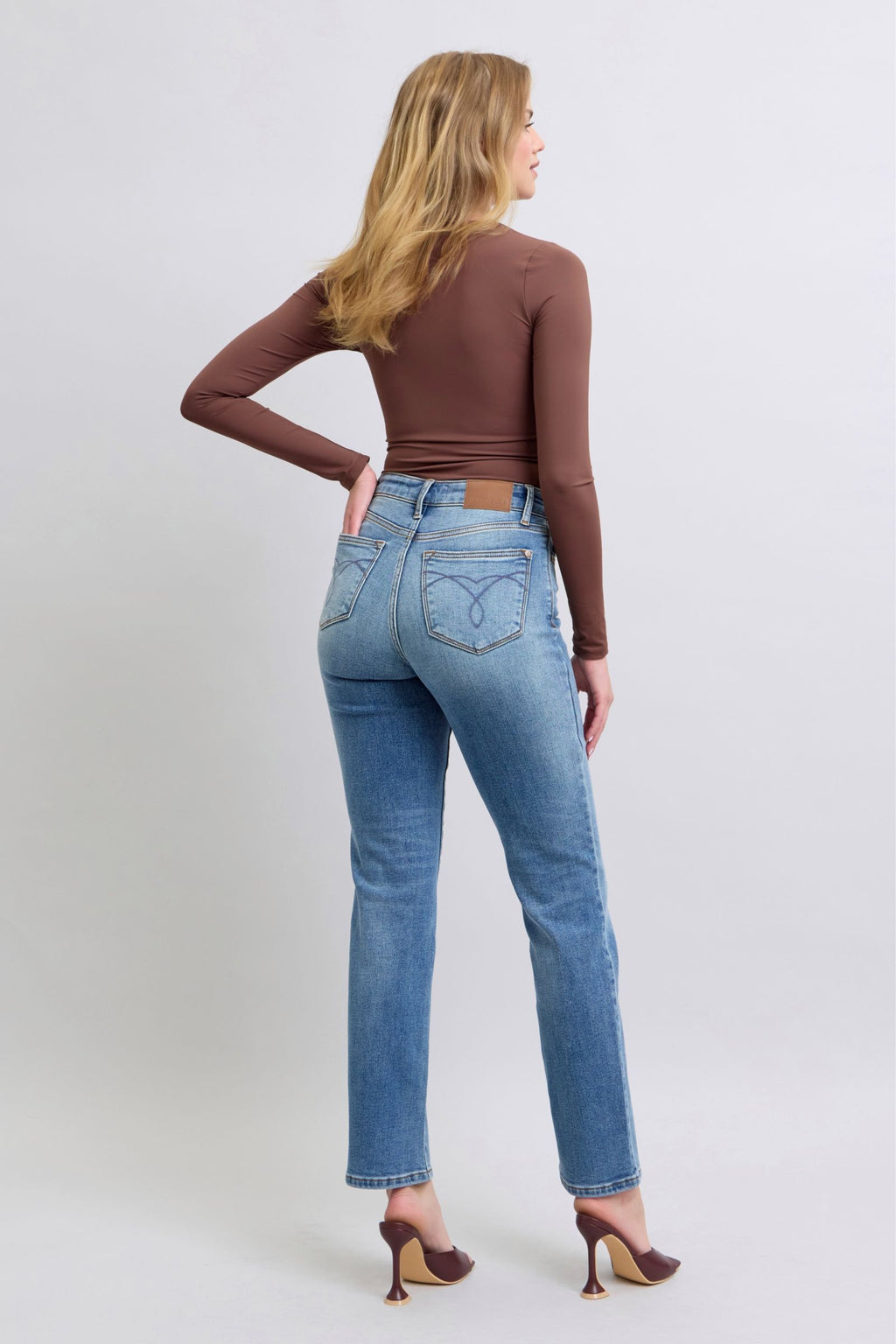 Judy Blue Thermal Straight Jeans With Pockets For Women Full Size Comfort And Warmth