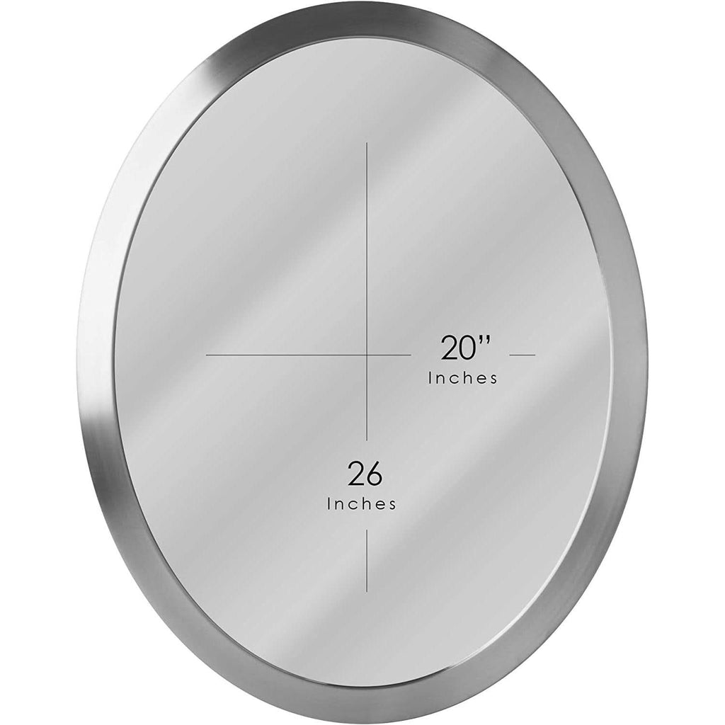 Brushed Nickel Oval Framed Vanity Mirror Beveled Edge