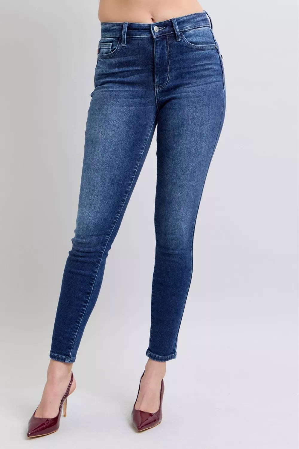 Judy Blue Plus Size Washed Thermal Skinny Jeans Warmth Stretch Flattering Fit For Curvy Women