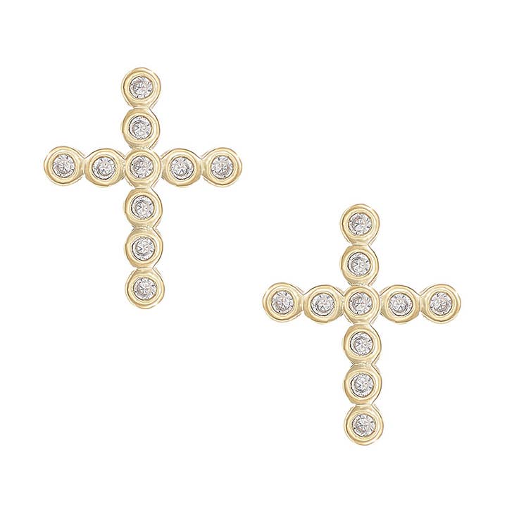 Legacy Cross Stud Earrings in Gold