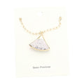 Fan Shaped Semi Precious Stone Pendant Necklace