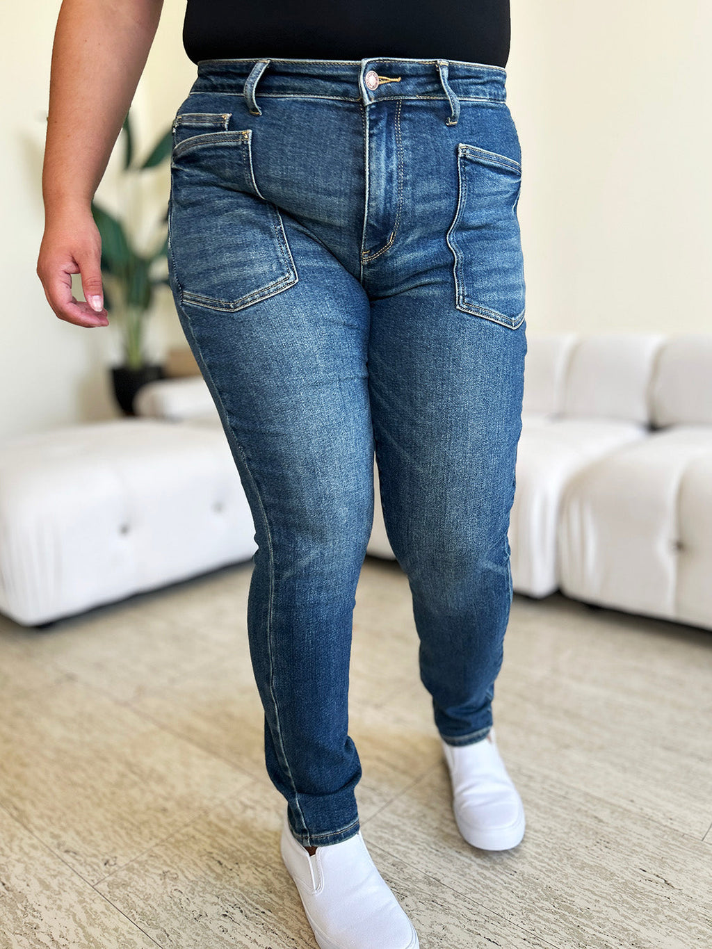 Judy Blue Full Size High Waist Skinny Jeans Size Down For Flattering Curvy Fit Women Everyday