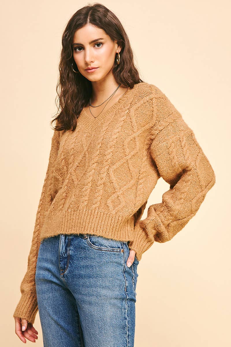 Elizabeth-Textured Cable Knit Sweater
