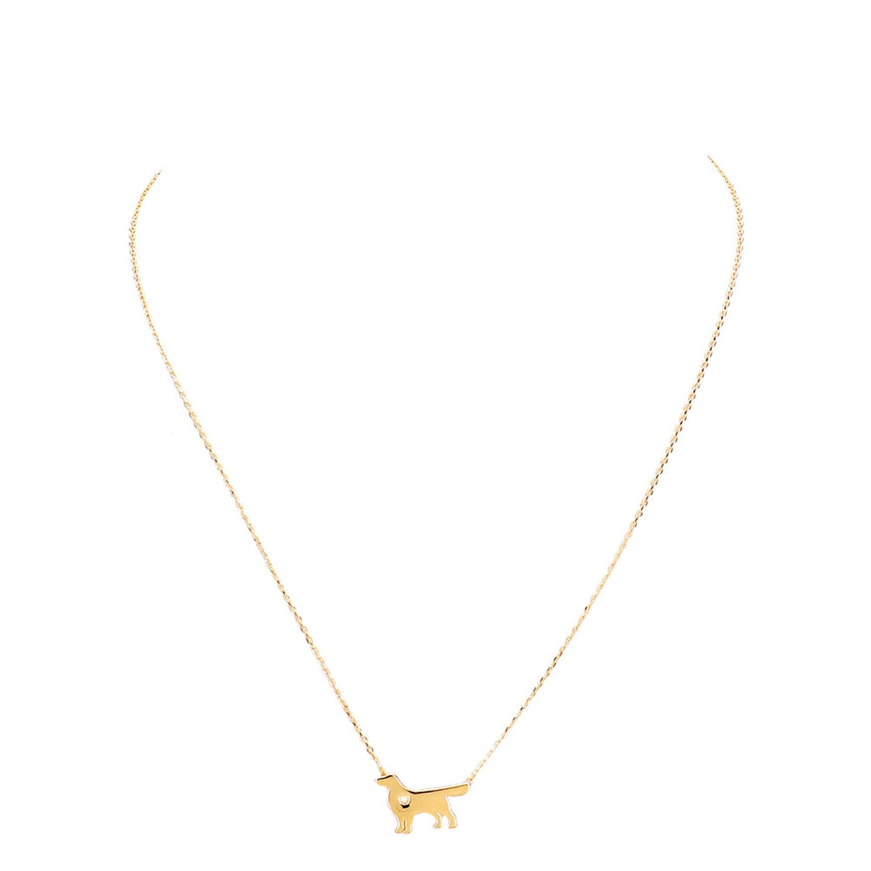 Gold Dipped Dachshund Heart Charm Dog Detailed Necklace