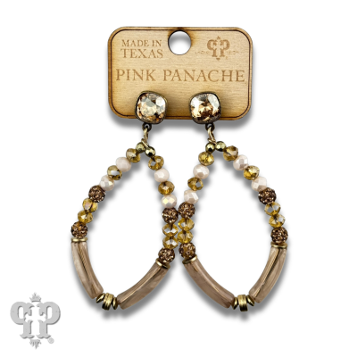 Diamond teardrop bamboo tube bead earring with Austrian crystal