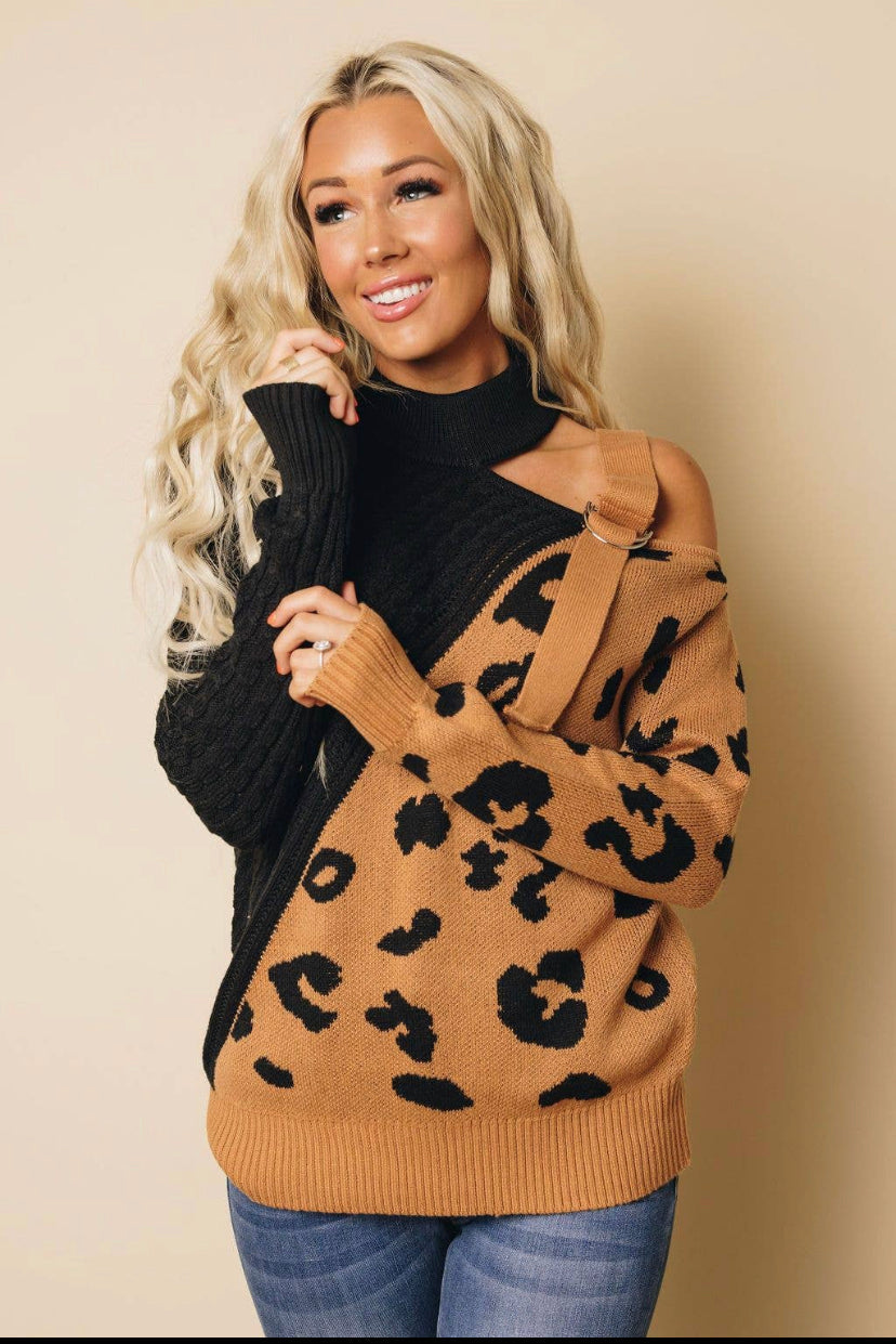 Asymmetrical Buckled Blouse Sweater