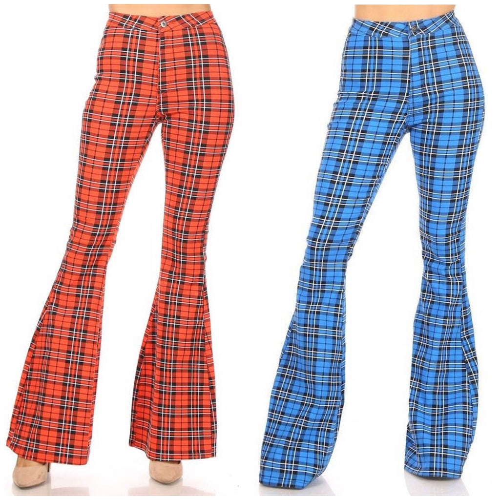 High Rise Plaid Print Pants