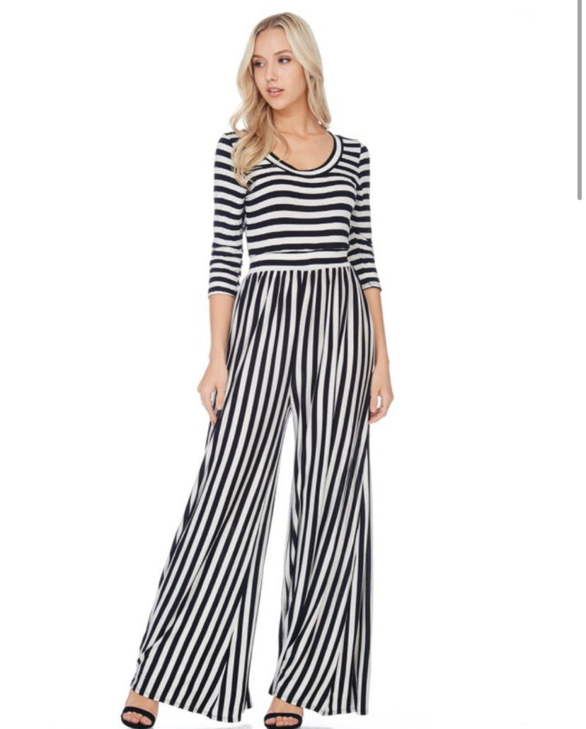 Black & White Striped Jumpsuit