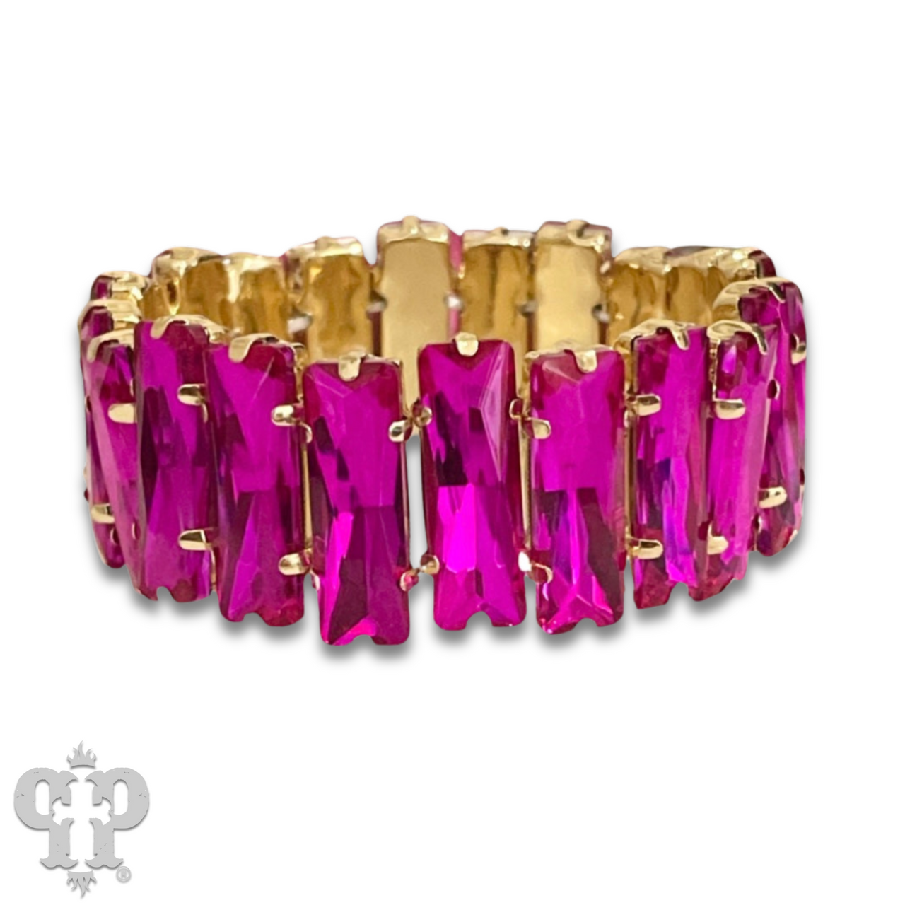 Faceted rectangle rhinestone stretch bracelet - LC