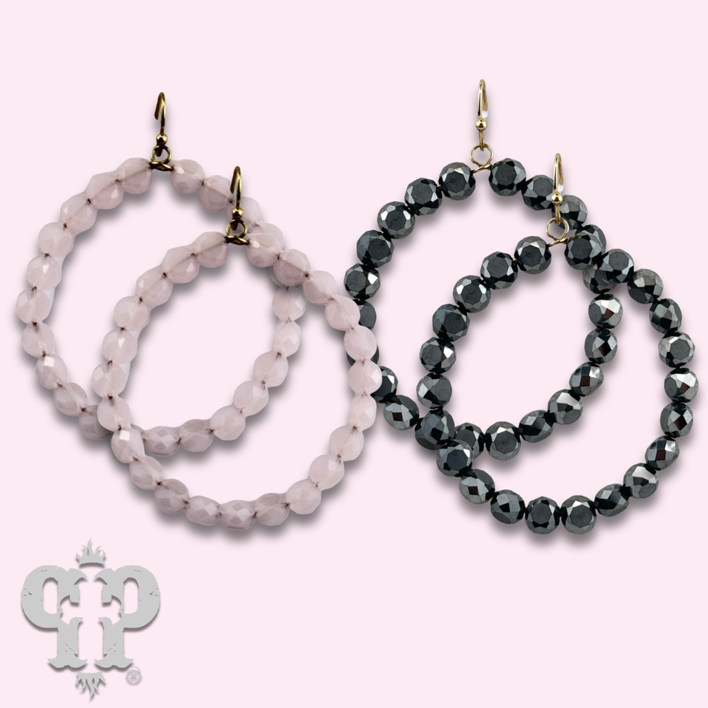 Faceted coin bead circle earring, last call