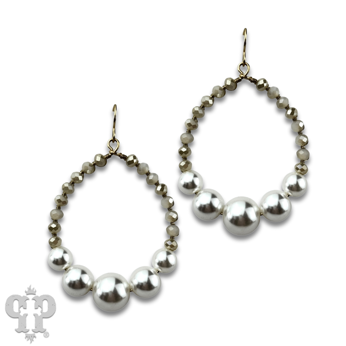 Acrylic pearl bead teardrop earring  - LC