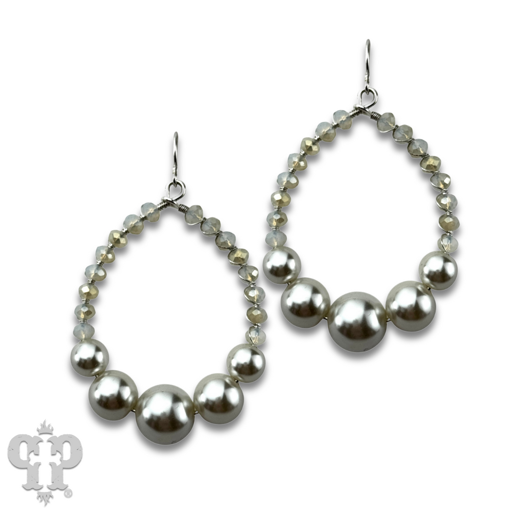 Acrylic pearl bead teardrop earring  - LC