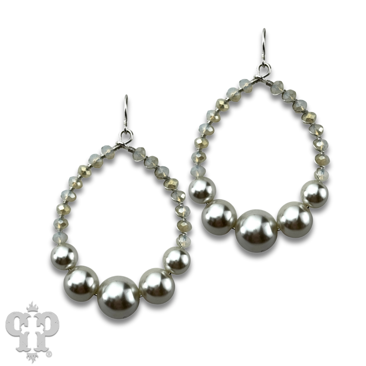 Acrylic pearl bead teardrop earring  - LC