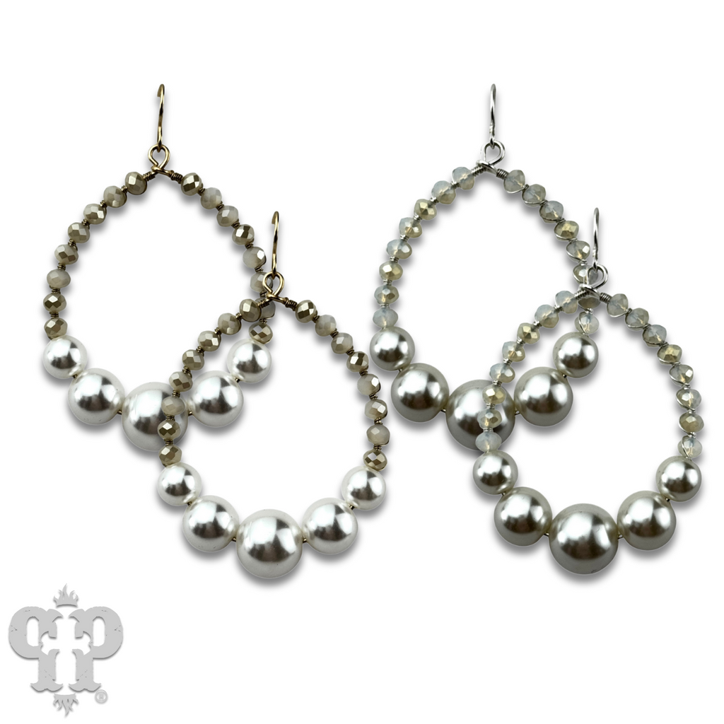 Acrylic pearl bead teardrop earring  - LC
