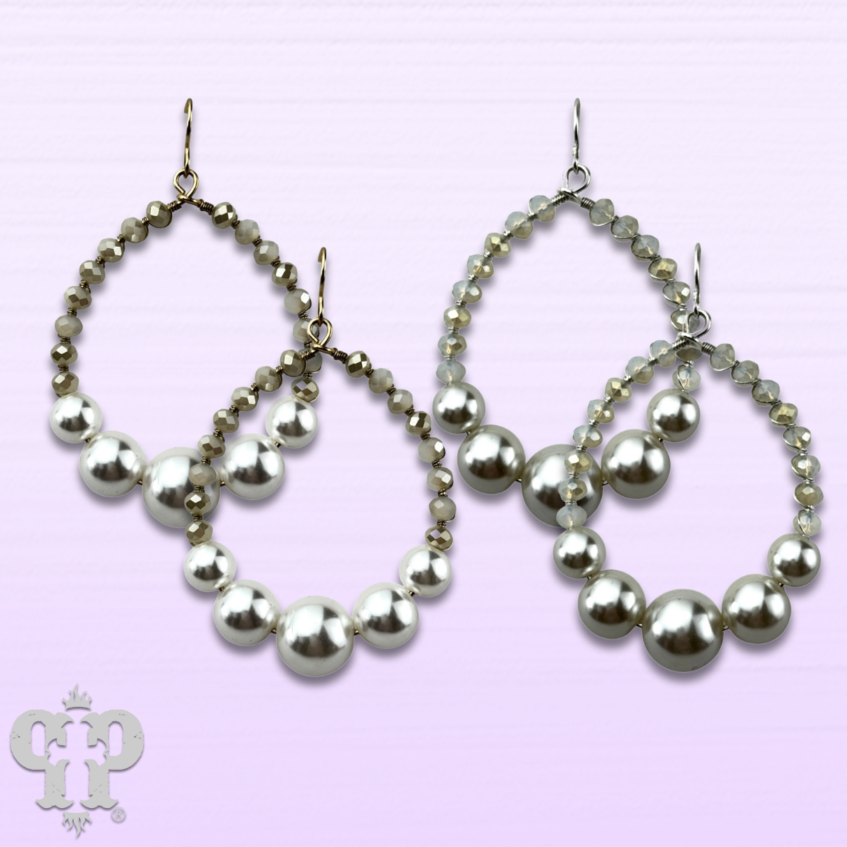 Acrylic pearl bead teardrop earring  - LC