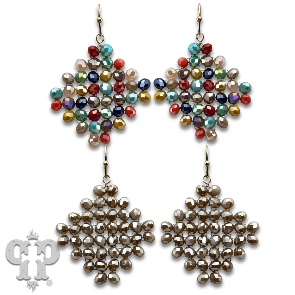 Faceted bead diamond shape earring with Austrian crystal - LC