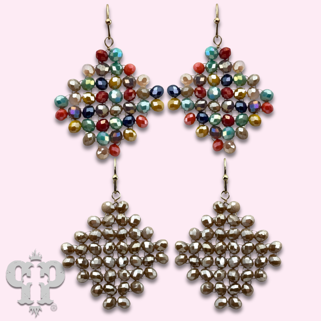 Faceted bead diamond shape earring with Austrian crystal - LC