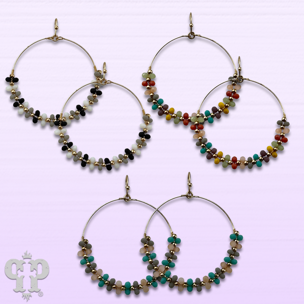 Seed bead wrapped circle earring - last call