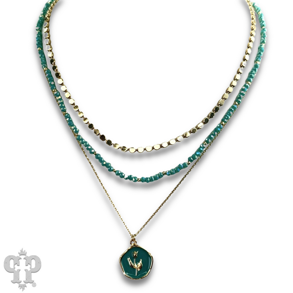 Enamel pendant bead and chain necklace, last call