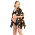 Leopard Pattern Daisy Flower Print Cover Up Kimono Poncho