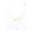 LOVE Rhinestone Embellished Brass Metal Message Pendant Necklace