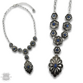 Western Y shape denim concho necklace