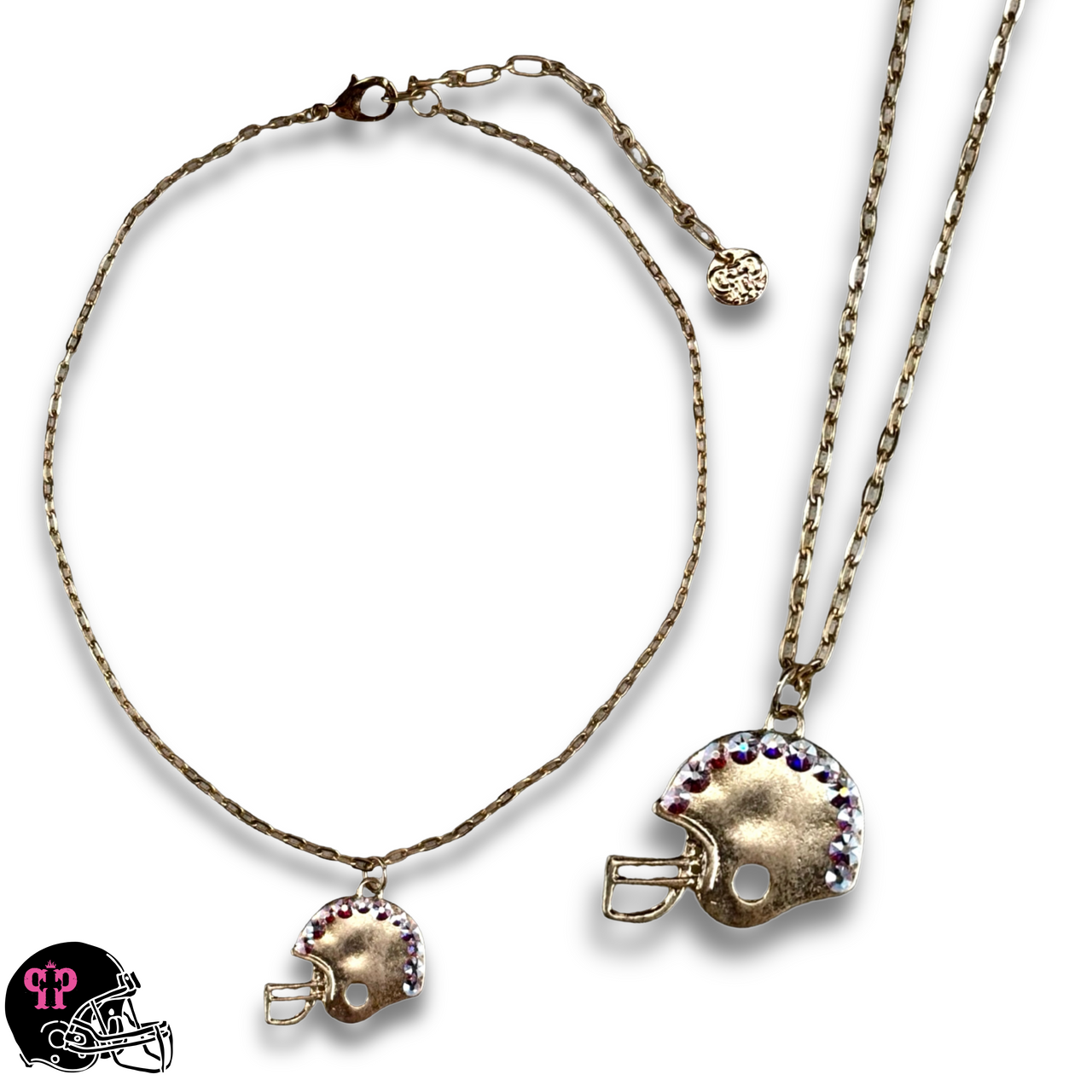 Football helmet necklace with Austrian crystals - LC