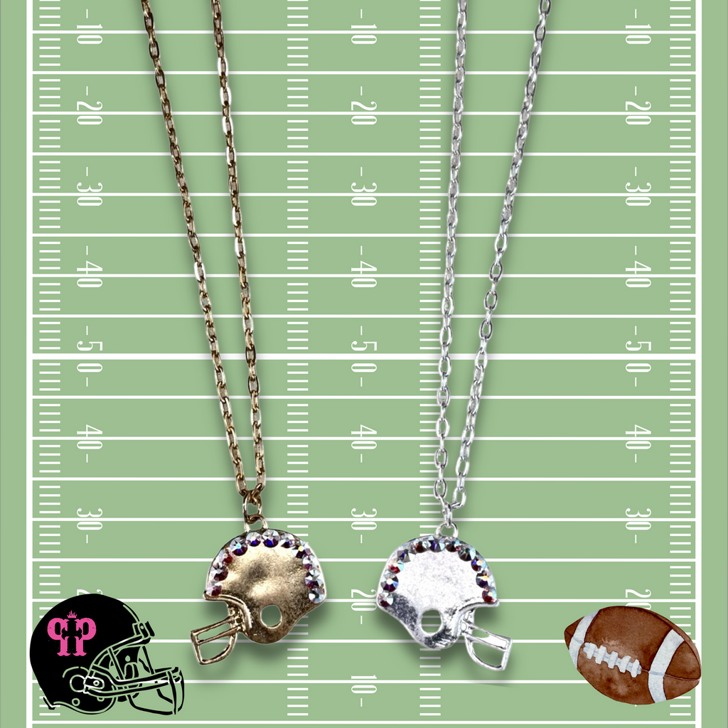 Football helmet necklace with Austrian crystals - LC