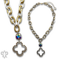 Clover cross necklace with Austrian crystal