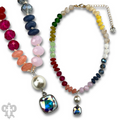 Stone and faceted bead necklace with Austrian crystal - LC