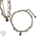 Chunky stone chip necklace with Austrian crystal