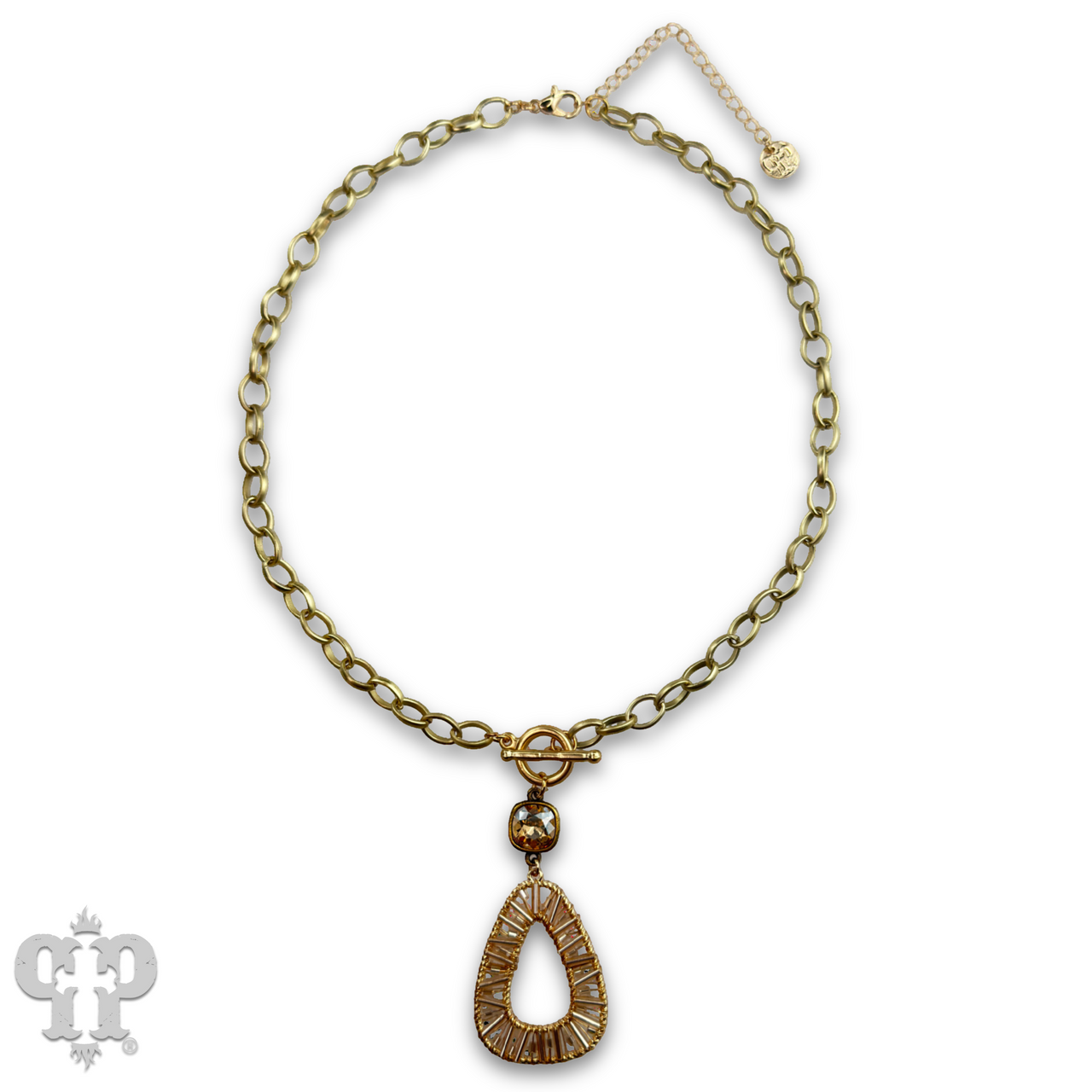 Tube bead wrapped pendant necklace with Austrian crystal