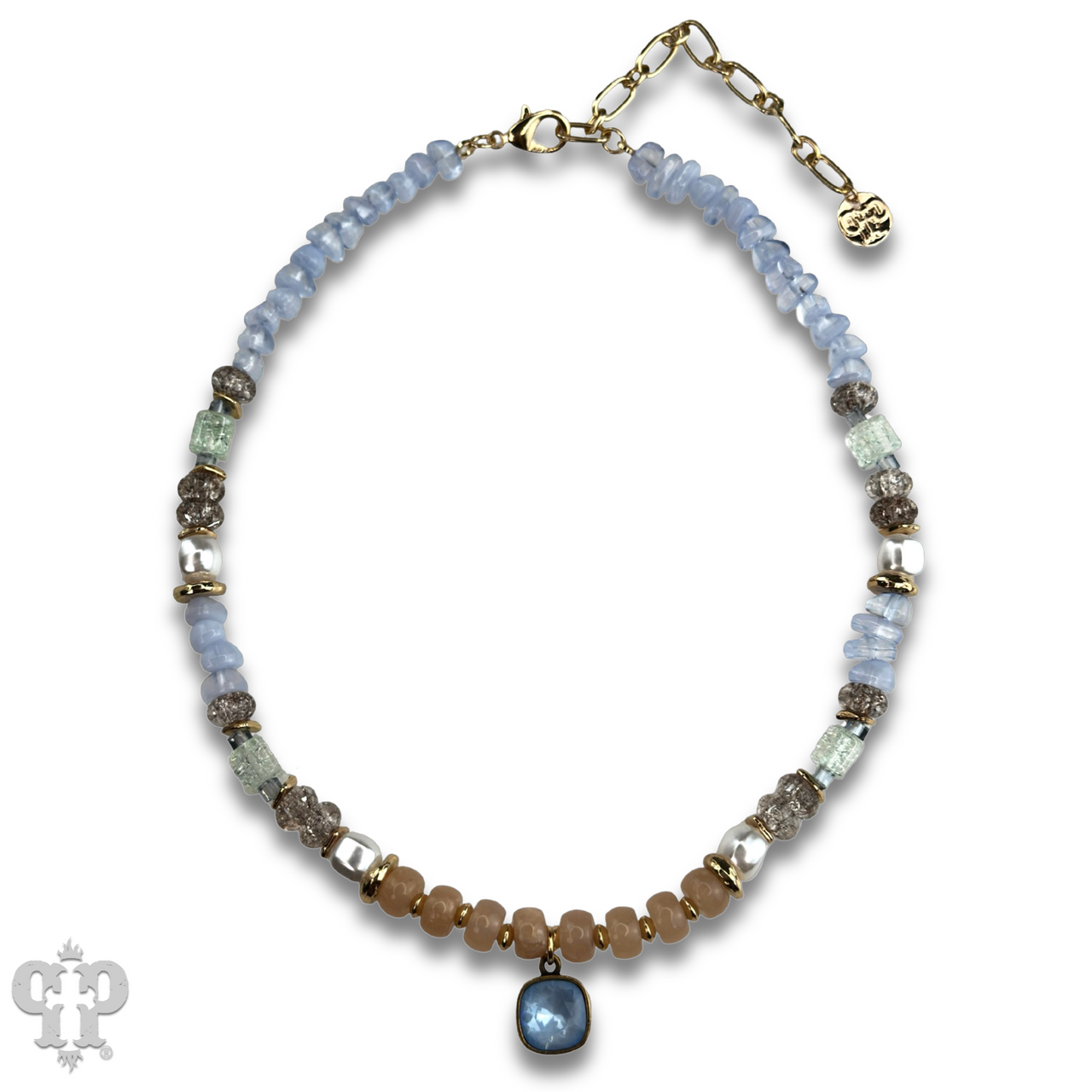 Mixed variety bead necklace with Austrian crystal