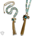 Bead chip and charm necklace with Austrian crystal