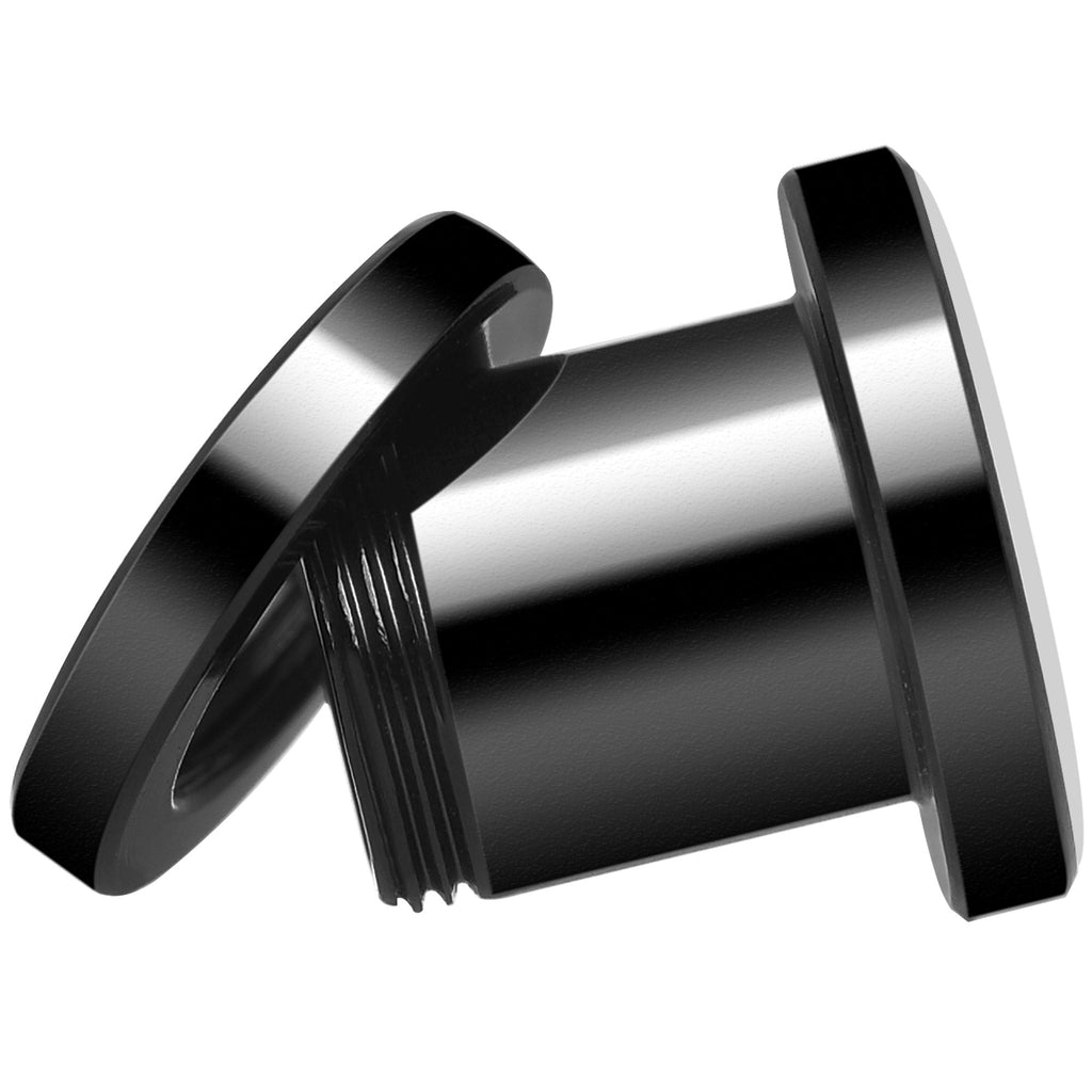 Pink Black Skull Black Anodized Screw Fit Plug Set 0G