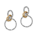 Pebble Link Two Tone Post Drop Earrings