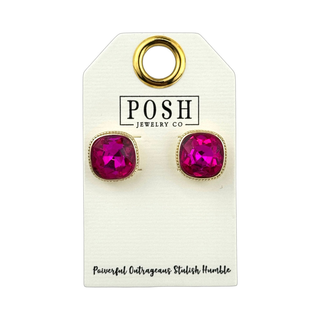 Square rhinestone post earring
