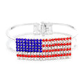 Red, White & Blue Crystal Pave American Flag Hinged Bracelet