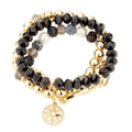 Stone Embellished North Star Charm Beaded Stretch Bracelets