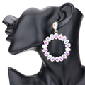 Teardrop Stone Cluster Open Circle Dangle Evening Earrings