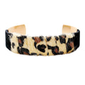 Wrapped Texture Faux Leather Leopard Print Cuff Bracelet